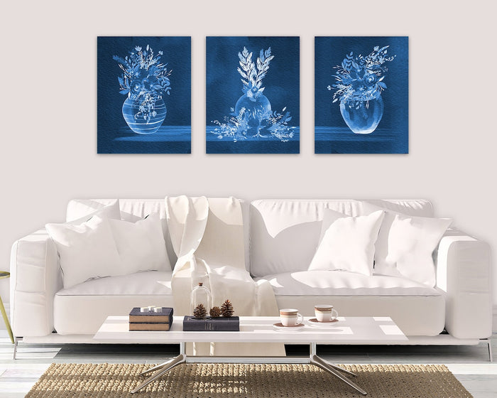 Sophisticated Blue Wall Art Print Set | Indigo - HOME1116