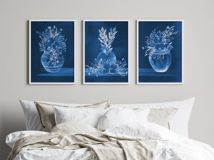Sophisticated Blue Wall Art Print Set | Indigo - HOME1116