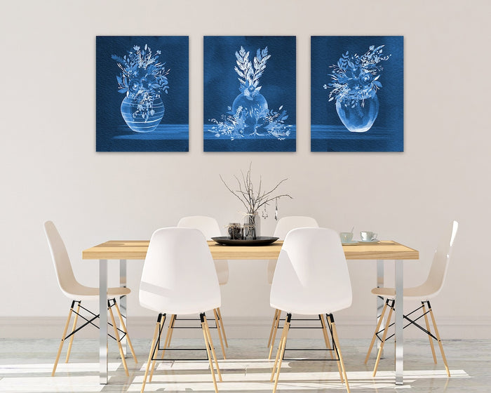 Sophisticated Blue Wall Art Print Set | Indigo - HOME1116