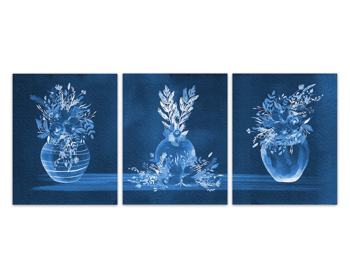 Sophisticated Blue Wall Art Print Set | Indigo - HOME1116