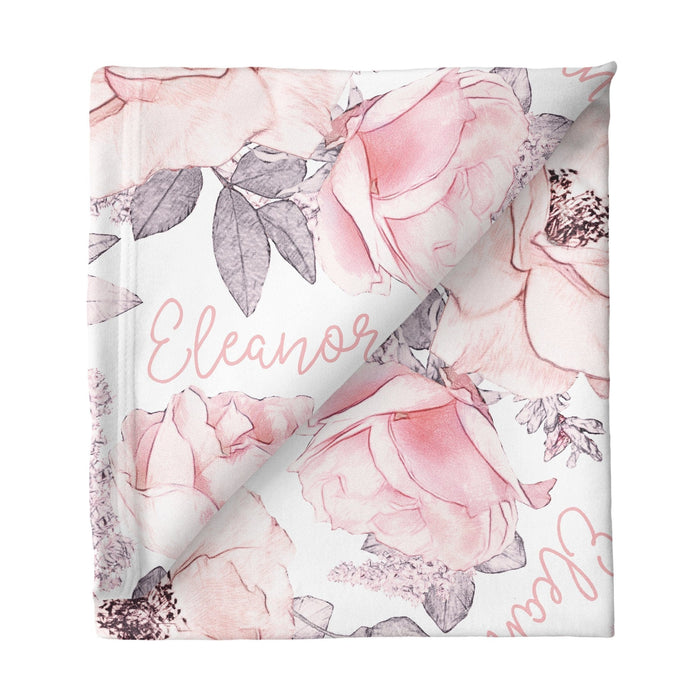 Sugar + Maple Personalized Pink Sugar + Maple Large Stretchy Blanket - Wallpaper Floral