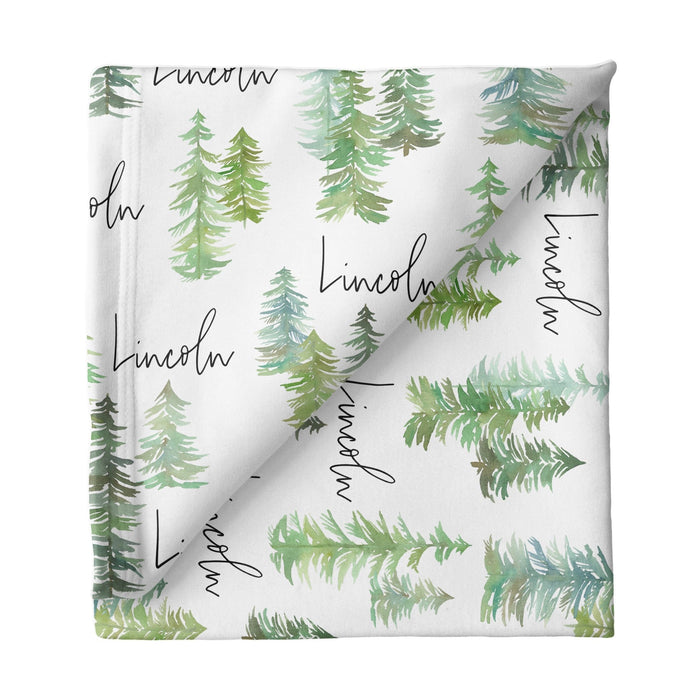 Sugar + Maple Personalized Black Sugar + Maple Small Stretchy Blanket - Pine Tree