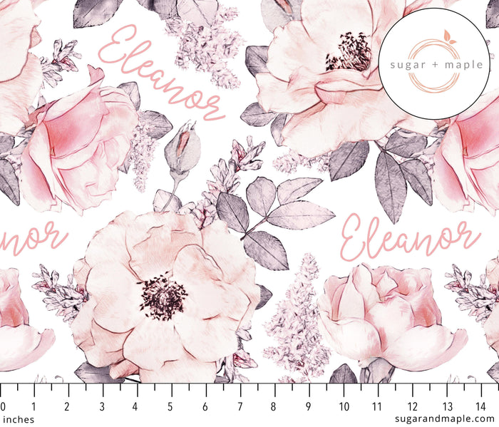 Sugar + Maple Personalized Pink Sugar + Maple Small Stretchy Blanket - Wallpaper Floral