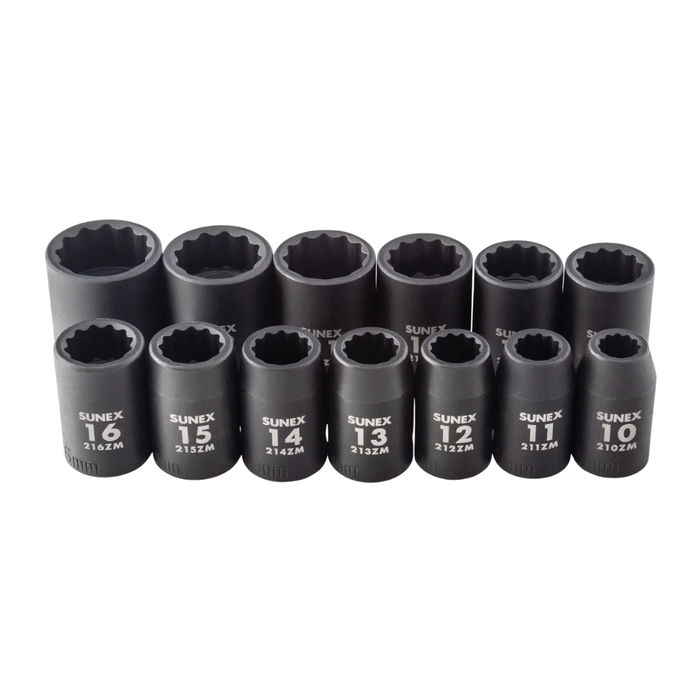 Sunex 1/2 Drive Metric Impact Socket Set 12-Point 2679A