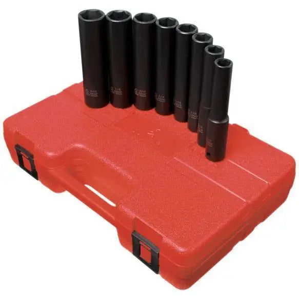 Impact Socket - Sunex 1/2 In Dr. 8 Pc. SAE 5 In Extra Long Deep Impact Socket Set