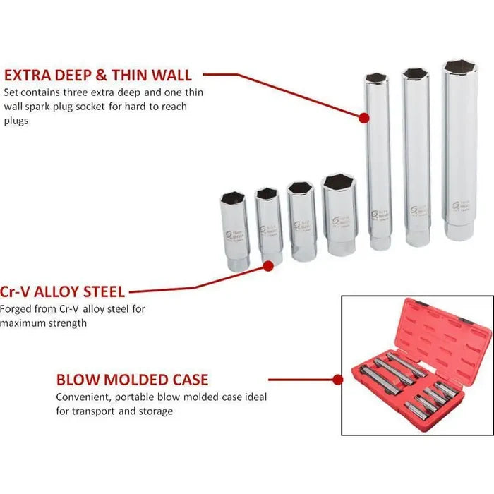 Impact Socket - Sunex 3/8 In Dr. 7 Pc. Master Spark Plug Socket Set