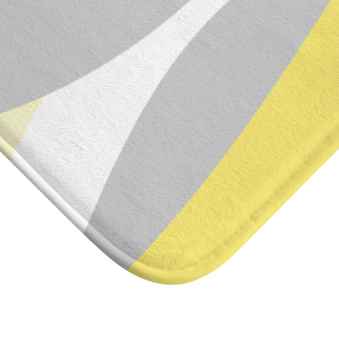 Sunny Yellow and Gray Abstract Ribbon Waves Memory Foam Mat - MAT121