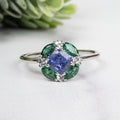 Tanzanite + Emerald + White Topaz Ring 2-5.5mm Size 10 - InnerVision Crystals