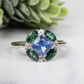 Tanzanite + Emerald + White Topaz Ring 2-5.5mm Size 7 - InnerVision Crystals
