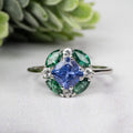 Tanzanite + Emerald + White Topaz Ring 2-5.5mm Size 7 - InnerVision Crystals