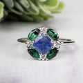 Tanzanite + Emerald + White Topaz Ring 2-5.5mm Size 7 - InnerVision Crystals