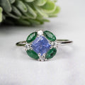 Tanzanite + Emerald + White Topaz Ring 2-5.5mm Size 8 - InnerVision Crystals