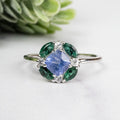Tanzanite + Emerald + White Topaz Ring 2-5.5mm Size 9 - InnerVision Crystals