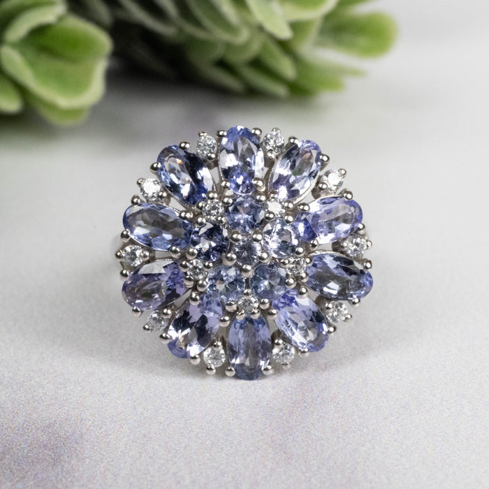 Tanzanite + White Topaz Ring 2-4mm Size 6 - InnerVision Crystals