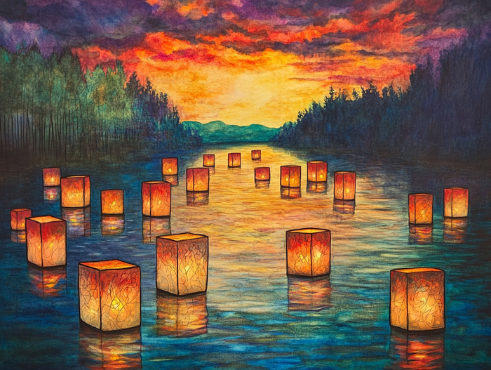The Floating Lantern Festival Stained Glass