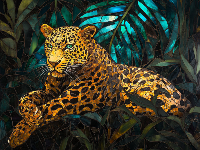 The Jungle Leopard’s Gaze Stained Glass