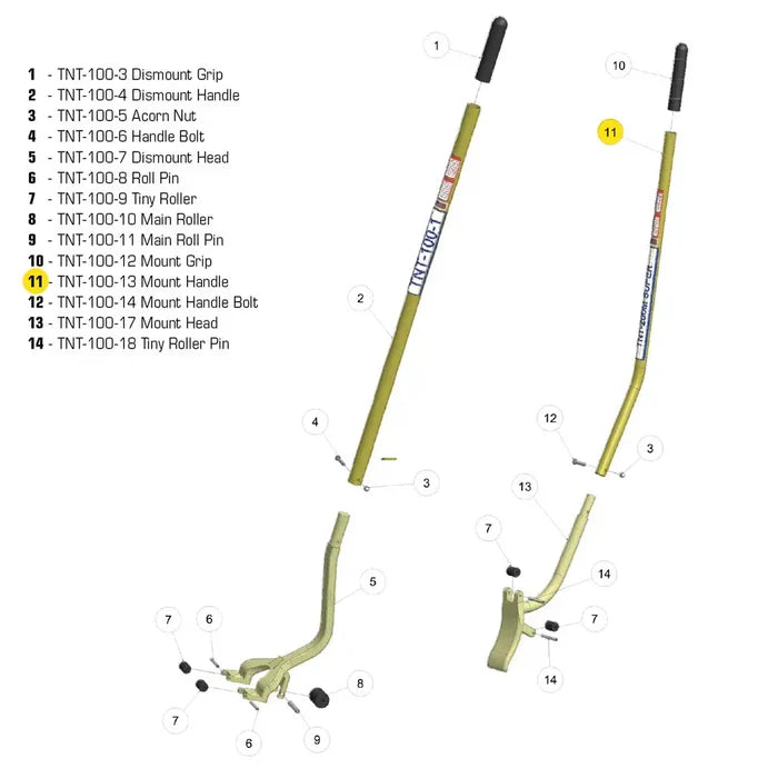 TNT 200M Super Mount Tool Replacement Handle - Tire Changing