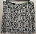 TRANQUILITY XXL Black Blue White Leaf Print Elastic Waist Skort Bottoms Casual