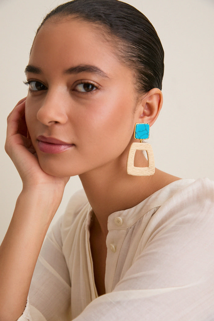 Turquoise Woven Careen Earrings