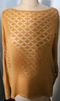 Unbranded 4X Mustard Yellow Lace Knit See Through Long Sleeve Detailed Sweater