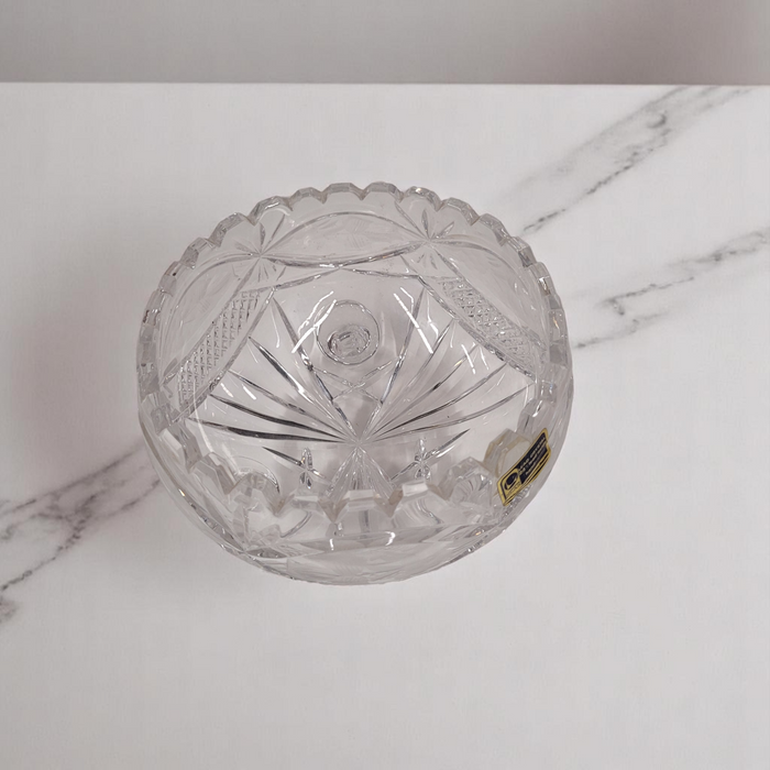 Vintage Crystal Cut 24% Lead Glass Small 3 Footed Bowl - Made In German Democratic Republic