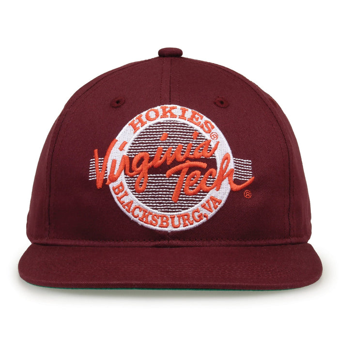 Virginia Tech Hokies Retro Circle Snapback - Maroon, front view