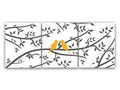 A set of three art prints featuring yellow birds on gray branches against a white background, arranged in a triptych format.