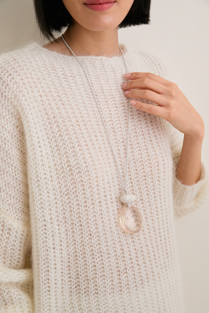 White Lune Cord Necklace