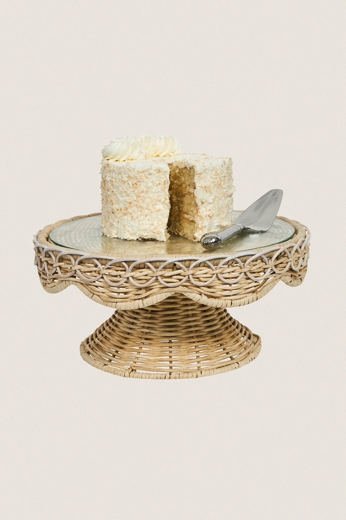 Whitewash Provence Rattan Cake Stand