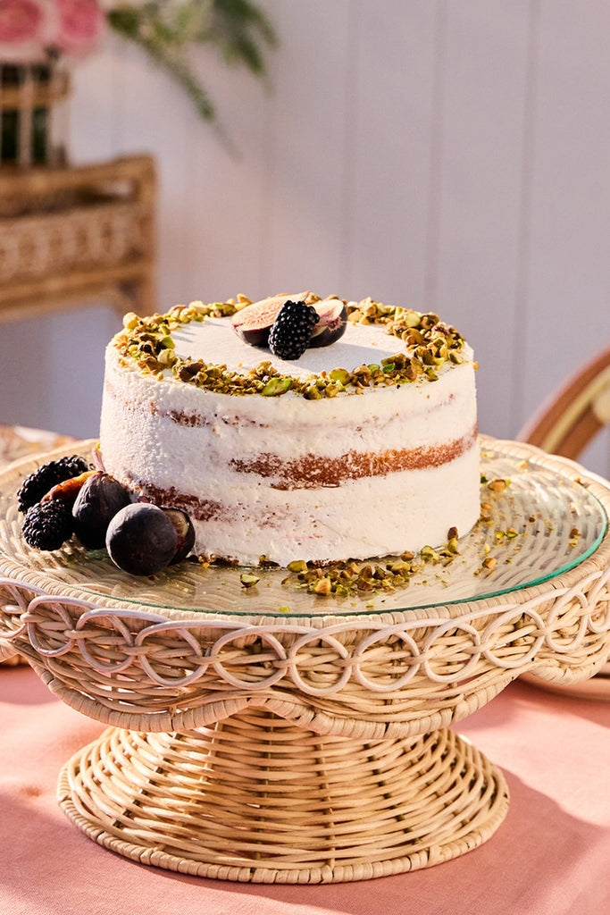 Whitewash Provence Rattan Cake Stand