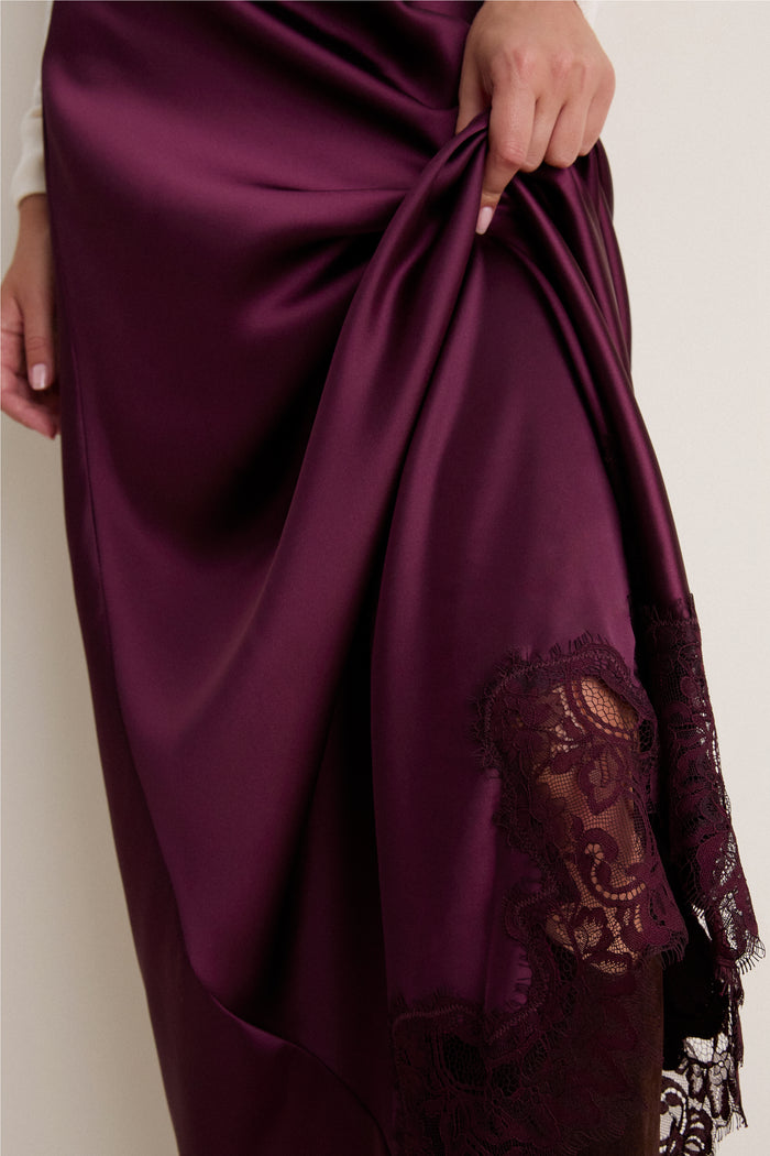 Winetasting Satin Mischa Slip Skirt