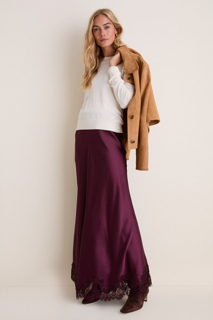Winetasting Satin Mischa Slip Skirt