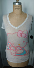 Women's Large HELLO KITTY White Graphic T-Shirt
