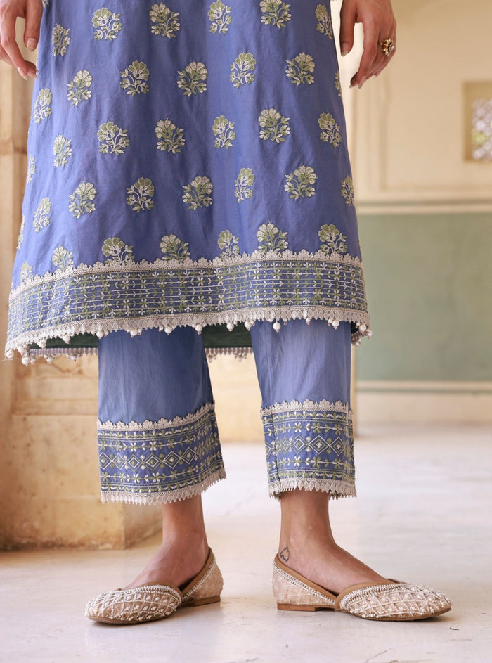 Yalika Supima Cotton Blue Kurta Set