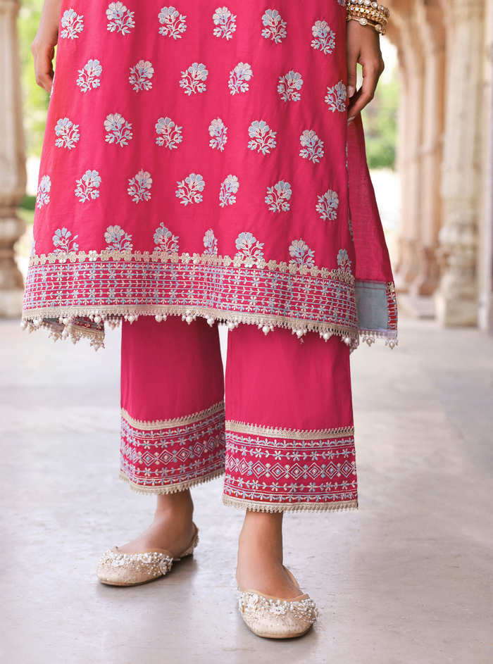 Yalika Supima Cotton Fuschia Kurta Set