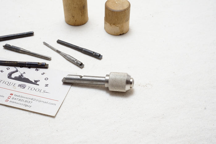 YANKEE SPIRAL DRILL CHUCK AND BITS IN ORIGINAL WOODEN CONTAINER